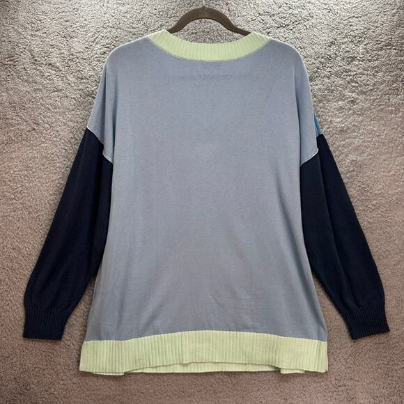 Belle by Kim Gravel Large Knitted Sweater V-Neck Color Block Casual Comfort - Picture 8 of 10